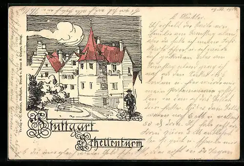 Künstler-AK Stuttgart, Schellenturm