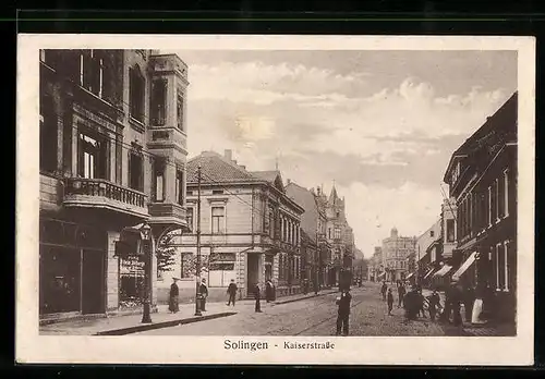 AK Solingen, Kaiserstrasse mit Geschäften