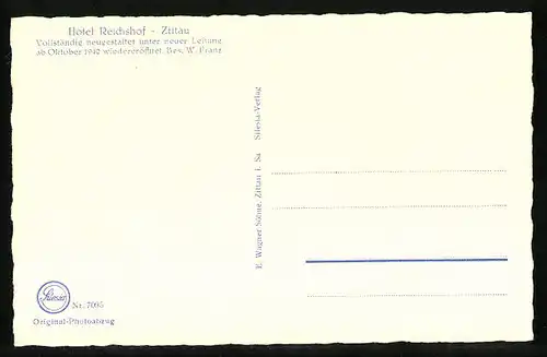 AK Zittau, Hotel Reichshof von innen, Bes. W. Franz