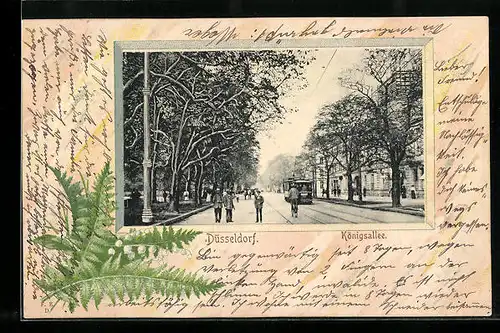 AK Düsseldorf, Blick auf die Königsallee, Strassenbahn