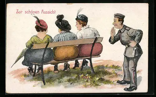 Künstler-AK Willi Scheuermann unsign.: Zur schönen Aussicht