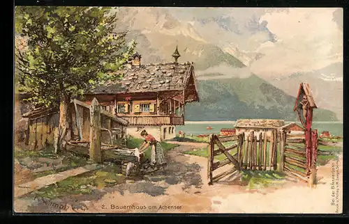 Künstler-AK P. Schmohl: Bauernhaus am Achensee