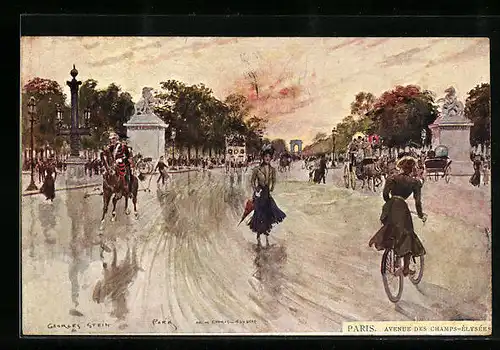 Künstler-AK Georges Stein: Paris, Avenue des Champs-Elysees