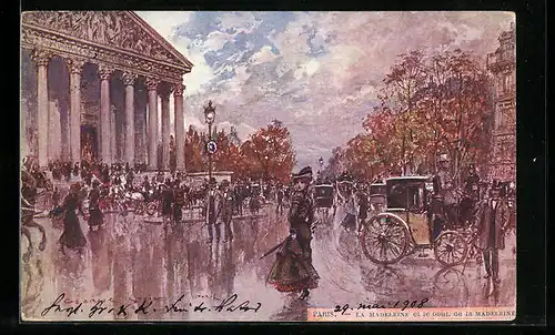 Künstler-AK Georges Stein: Paris, La Madeleine et le pont de la Madeleine