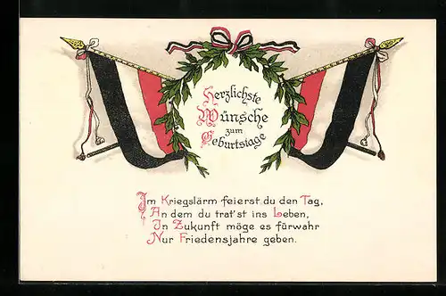 AK Deutsche Fahnen mit Kranz