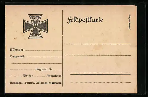 AK Eisernes Kreuz mit Krone, 1914