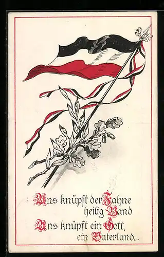 AK Deutsche Fahne mit Lorbeer- und Eichenlaub