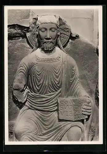 Foto-AK Walter Hege: Der Dom zu Worms, Thronender Christus aus d. ehem. Bogenfeld, Deutscher Kunstverlag, Berlin