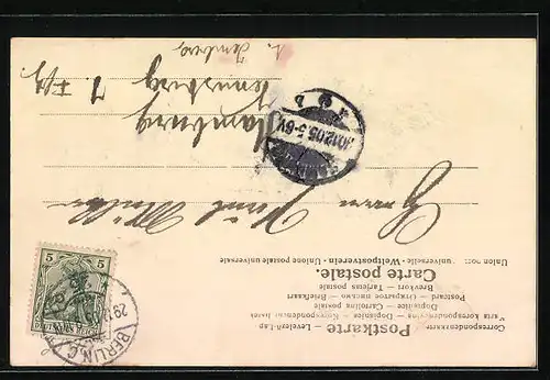 AK Schnatternde Gänse in einer Reihe, Neujahrsgruss