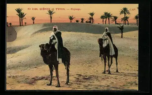 AK Beduinen auf Kamelen in der Wüste