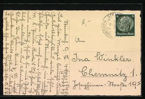 AK Katzenjunges in einem Spankörbchen