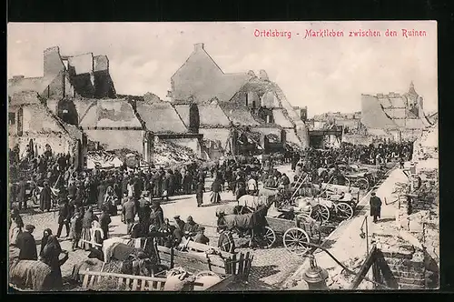 AK Ortelsburg, Marktleben zwischen den Ruinen