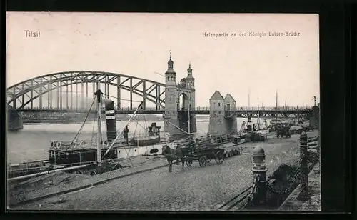 AK Tilsit, Hafenpartie an der Königin Luisen-Brücke