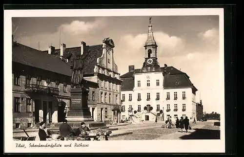 AK Tilsit, Schenkendorfplatz und Rathaus