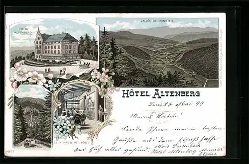 Lithographie Altenberg, Vallee de Munster, Hotel Altenberg, La Terrasse de l`Hotel