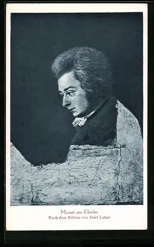 Künstler-AK Mozart am Klavier, Nach dem Bildnis von Josef Lange