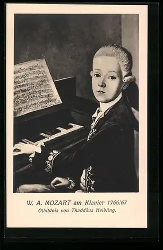 AK Der junge W.A. Mozart am Klavier 1766 /67