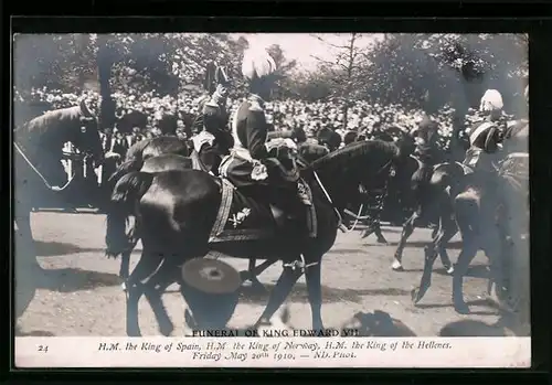 AK HM the King of Spain, HM the King of Norway, Hm the King of the Hellenes, Friday May 20th 1910, Funeral King Edward 7
