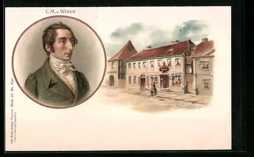 Lithographie Portrait C.M. von Weber