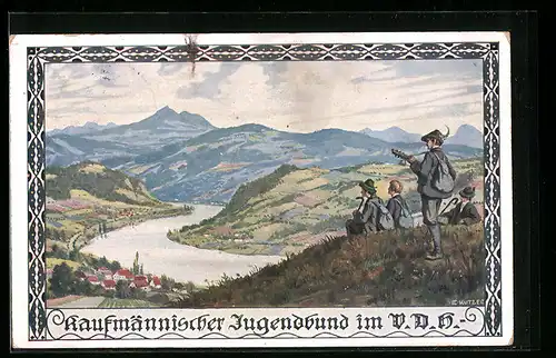 Künstler-AK Ernst Kutzer: Kaufmännischer Jugendbund im V.D.H.