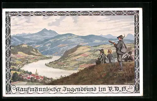 Künstler-AK Ernst Kutzer: Kaufmännischer Jugendbund im V.D.H., Idyllische Landschaft