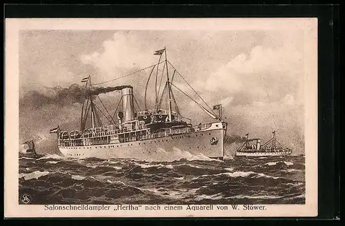 Künstler-AK Willy Stoewer: Passagierschiff Salonschnelldampfer Hertha auf See