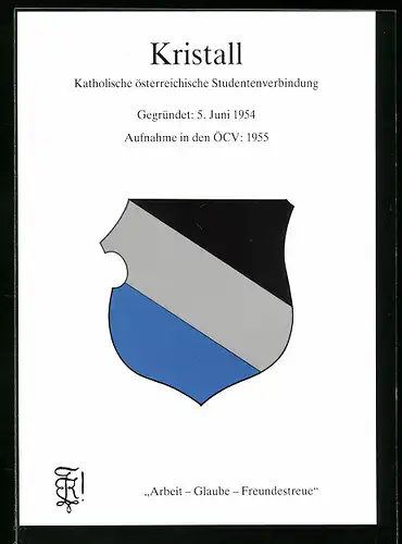 AK Kristall, Kath. österr. Studentenverbindung, Gegr. 5. Juni 1954, Aufnahme in den ÖCV: 1955, Studentenwappen