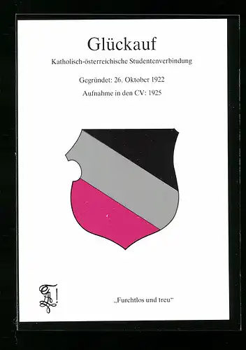 AK Glückauf, Kath. österr. Stutendenverbindung, Gegr.: 26. Oktober 1922, Aufnahme in den CV: 1925, Studentenwappen