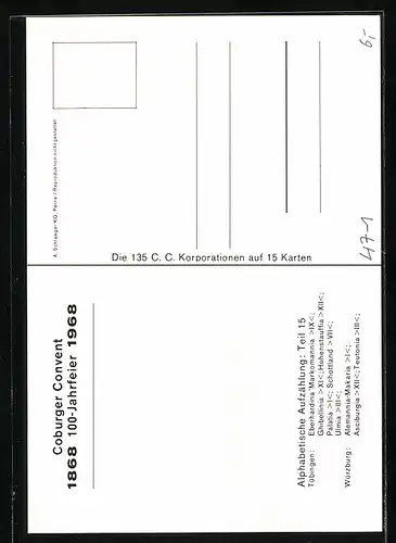 AK Coburger Convent, XV. Farbentafel der Korporationen, Rheno-Borussia Aachen, Oppavia Prag Marburg, studentische Szene