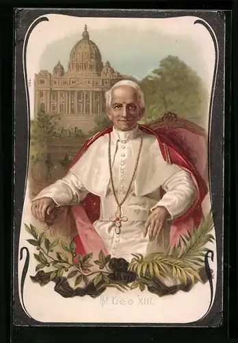 Lithographie Portrait Papst Leo XIII.