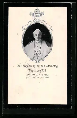 AK Papst Leo XIII., Erinnerung an den Sterbetag 1903
