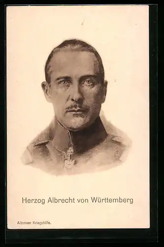 Künstler-AK Herzog Albrecht von Württemberg in Uniform