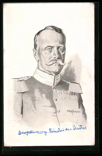 Künstler-AK Grossherzog Friedrich II. von Baden in Uniform