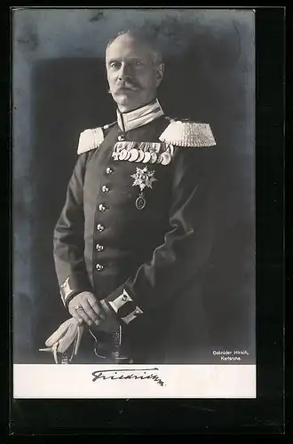 AK Portrait Grossherzog Friedrich II. von Baden in Uniform mit Epauletten