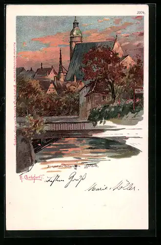 Künstler-AK sign. R. Carloforti: Leipzig, Blick auf die Thomaskirche