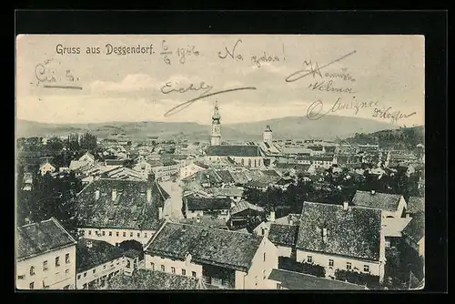 AK Deggendorf, Teilansicht mit Kirche