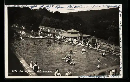 AK Schlangenbad, Schwimmbad mit Besuchern