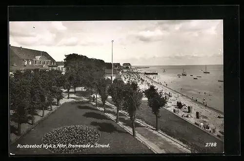 AK Wyk a. Föhr, Nordseebad, Promenade und Strand