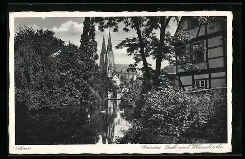 AK Soest, Grosser Teich und Wiesenkirche