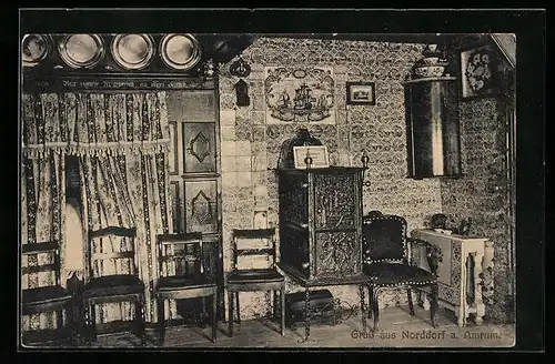 AK Norddorf a. Amrum, Königspesel auf Hooge, Innenansicht