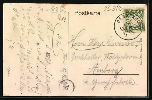 AK Deggendorf, Teilansicht mit Kirche