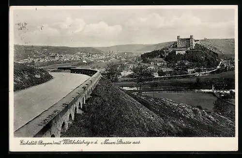 AK Eichstätt /Bayern, Ortsansicht mit Willibaldsburg von der Neuen Strasse aus