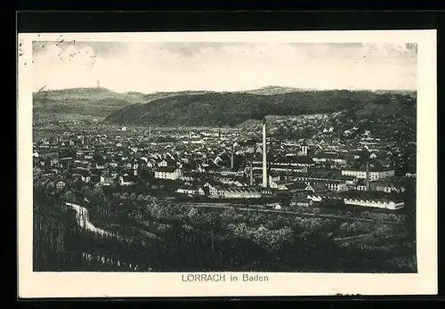 AK Lörrach in Baden, Ortsansicht aus der Vogelschau