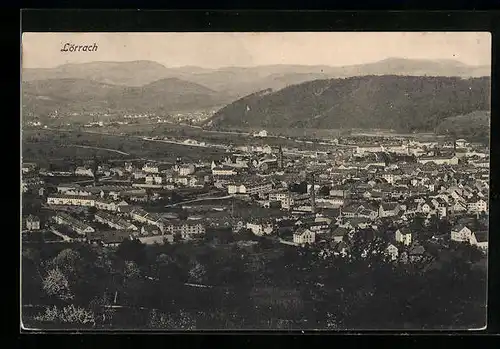 AK Lörrach, Ortsansicht aus der Vogelschau