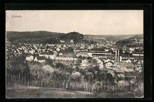 AK Lörrach, Ortsansicht aus der Vogelschau