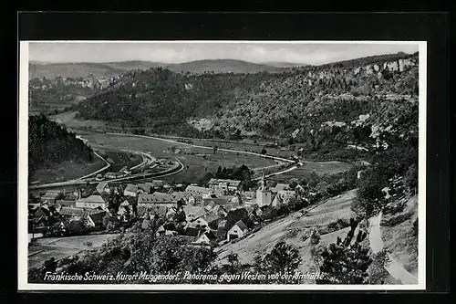 AK Muggendorf /Fränk. Schweiz, Panorama gegen Westen von Almhütte