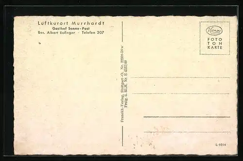 AK Murrhardt, Ortsansicht mit Gasthof Sonne-Post