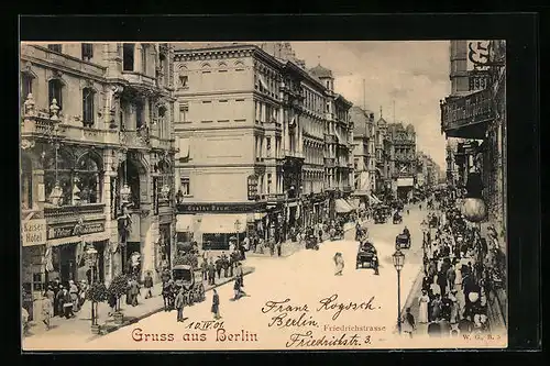 AK Berlin, Friedrichstrasse mit Kaiser Hotel
