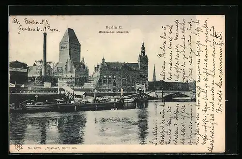 AK Berlin C., Märkisches Museum mit Dampfer, Märkischer Platz