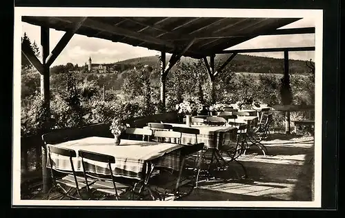 AK Lorch /Württ., Waldcafe Muckensee mit Blick zum Kloster Lorch